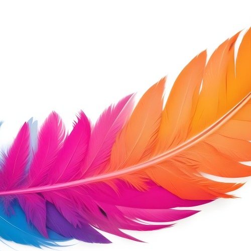 Digital Painting Colorful Feathers In Shades Of Pink Orange And Blue Against A White Background Bold And Slim Lines Brush Strokes 4 Aec3