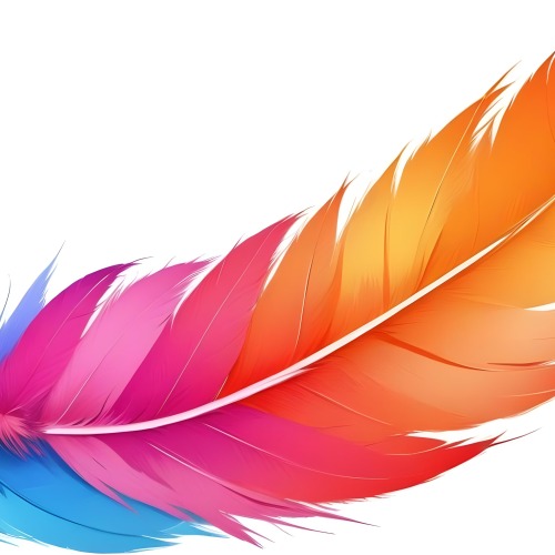 Digital Painting Colorful Feathers In Shades Of Pink Orange And Blue Against A White Background Bold And Slim Lines Brush Strokes 40 Ff01