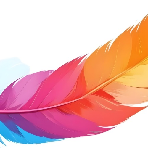 Digital Painting Colorful Feathers In Shades Of Pink Orange And Blue Against A White Background Bold And Slim Lines Brush Strokes 42 F861