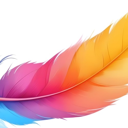 Digital Painting Colorful Feathers In Shades Of Pink Orange And Blue Against A White Background Bold And Slim Lines Brush Strokes 43 Ef01