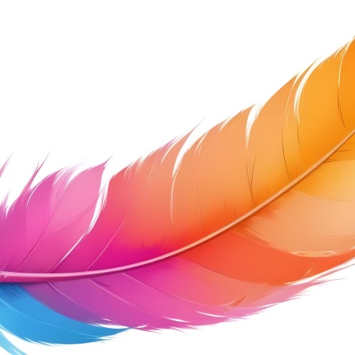 Digital Painting Colorful Feathers In Shades Of Pink Orange And Blue Against A White Background Bold And Slim Lines Brush Strokes 44 67fc