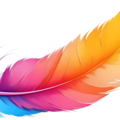 Digital Painting Colorful Feathers In Shades Of Pink Orange And Blue Against A White Background Bold And Slim Lines Brush Strokes 45 7158