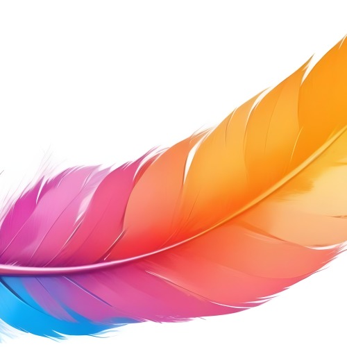 Digital Painting Colorful Feathers In Shades Of Pink Orange And Blue Against A White Background Bold And Slim Lines Brush Strokes 48 C897