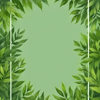 Digital Painting Green Leaves Frame With Green Background Light Green Color Nature Plant Leaf Branch Botanical Foliage Decoration Border Spring Summer Bold And Slim Lines Brush Strokes 41 Ca2d