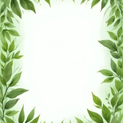 Digital Painting Green Leaves Frame With Green Background Light Green Color Nature Plant Leaf Branch Botanical Foliage Decoration Border Spring Summer Bold And Slim Lines Brush Strokes 43 4131