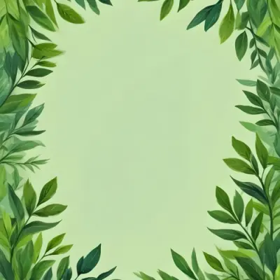 Digital Painting Green Leaves Frame With Green Background Light Green Color Nature Plant Leaf Branch Botanical Foliage Decoration Border Spring Summer Bold And Slim Lines Brush Strokes 52 9abd