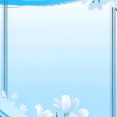 Digital Painting Light Blue Background With White Flowers In The Corners And Light Blue Lines On The Sides Minimalist Design Soft Colors Clean And Simple Bold And Slim Lines Brush Strokes 17 Ce13