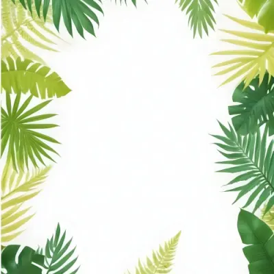 Digital Painting Tropical Leaves Frame With Different Shades Of Green Palm Leaves Banana Leaves And Fern Leaves Creating A Vibrant Border Against A White Background Bold And Slim Lines Brush Strokes 24 D11a