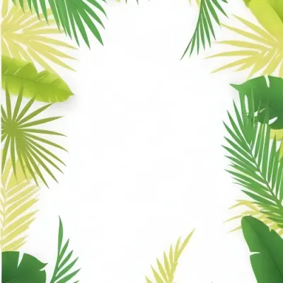 Digital Painting Tropical Leaves Frame With Different Shades Of Green Palm Leaves Banana Leaves And Fern Leaves Creating A Vibrant Border Against A White Background Bold And Slim Lines Brush Strokes 30 71e3