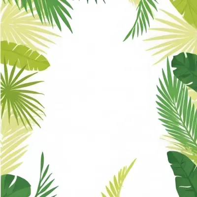 Digital Painting Tropical Leaves Frame With Different Shades Of Green Palm Leaves Banana Leaves And Fern Leaves Creating A Vibrant Border Against A White Background Bold And Slim Lines Brush Strokes 43 Bedc