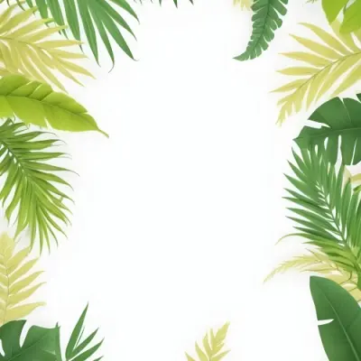 Digital Painting Tropical Leaves Frame With Different Shades Of Green Palm Leaves Banana Leaves And Fern Leaves Creating A Vibrant Border Against A White Background Bold And Slim Lines Brush Strokes 7 68d9
