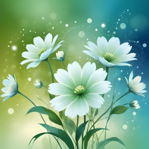 Digital Painting White Flowers