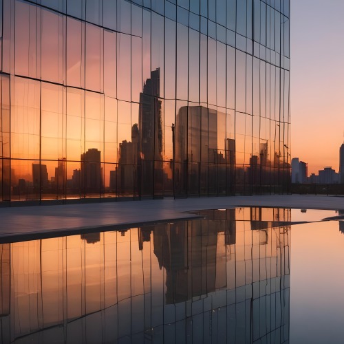 Glass Building Reflecting The City At Sunset 1 B716