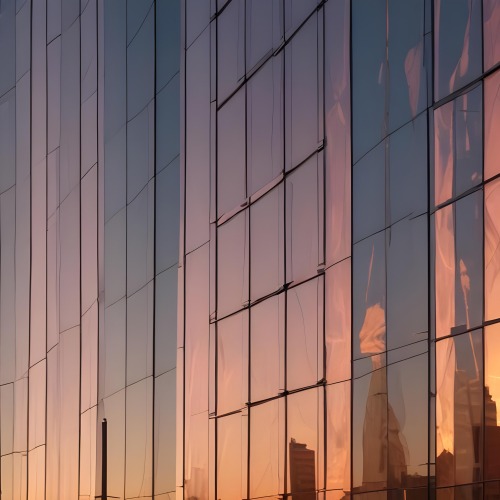 Glass Building Reflecting The City At Sunset 12 F691