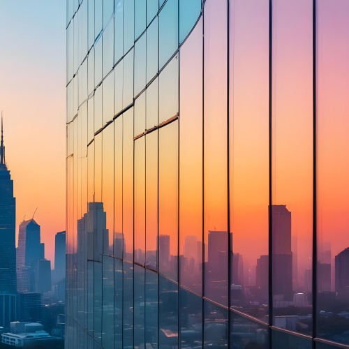 Glass Building Reflecting The City At Sunset 14 5775