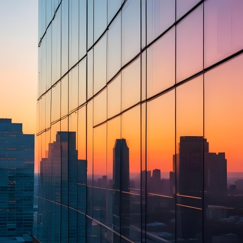 Glass Building Reflecting The City At Sunset 17 Fd8c