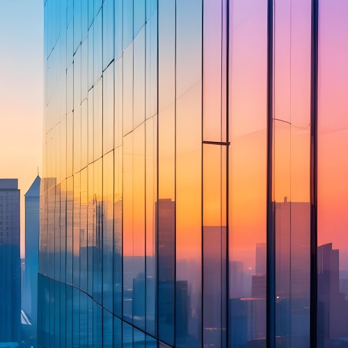 Glass Building Reflecting The City At Sunset 18 9298