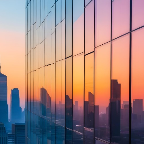 Glass Building Reflecting The City At Sunset 2 099b