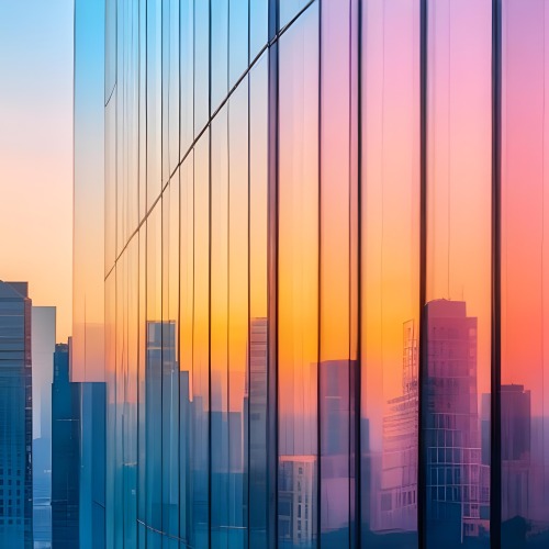 Glass Building Reflecting The City At Sunset 20 4a7d