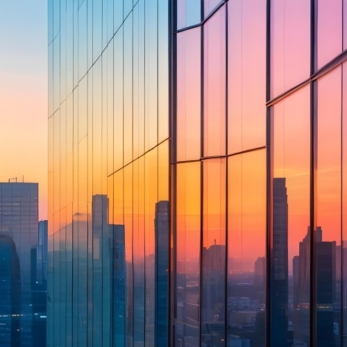Glass Building Reflecting The City At Sunset 5 74dc