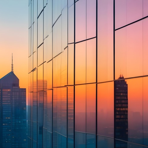 Glass Building Reflecting The City At Sunset 7 Ec56