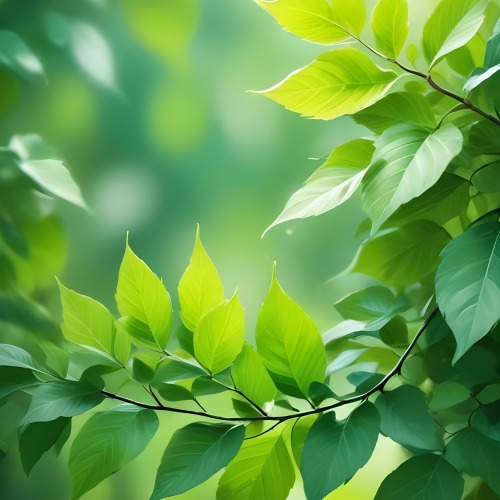 Green Leaves With A Blurred Background Bright And Vibrant Natural Lighting Bokeh Effect Nature Photography Close Up Shot Fresh And Natural Spring Or Summer Theme 37 Bd48