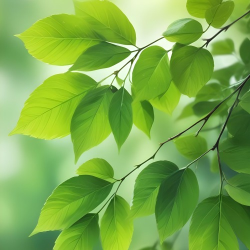 Green Leaves With A Blurred Background Bright And Vibrant Natural Lighting Bokeh Effect Nature Photography Close Up Shot Fresh And Natural Spring Or Summer Theme 7 9016
