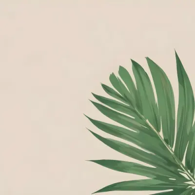 Green Palm Leaf On A Beige Background Minimalist Style Bright And Clean Simple Composition Natural Light Tropical Vibe Fresh And Vibrant Botanical Theme 13 A065