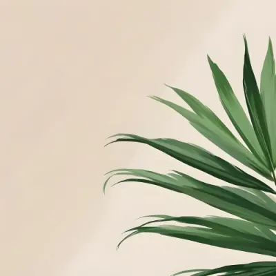 Green Palm Leaf On A Beige Background Minimalist Style Bright And Clean Simple Composition Natural Light Tropical Vibe Fresh And Vibrant Botanical Theme 14 685b