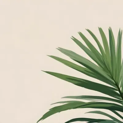 Green Palm Leaf On A Beige Background Minimalist Style Bright And Clean Simple Composition Natural Light Tropical Vibe Fresh And Vibrant Botanical Theme 6 C06a
