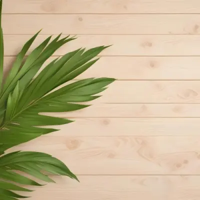 Green Palm Leaf On A Light Brown Wooden Background Tropical Vibrant Natural Fresh Minimalist Clean Bright Summer Botanical Organic Simple 19 8b42
