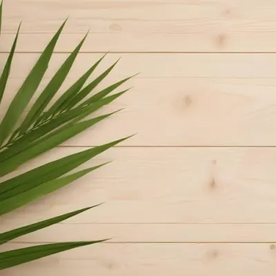 Green Palm Leaf On A Light Brown Wooden Background Tropical Vibrant Natural Fresh Minimalist Clean Bright Summer Botanical Organic Simple 35 1c9d