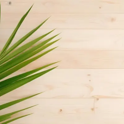 Green Palm Leaf On A Light Brown Wooden Background Tropical Vibrant Natural Fresh Minimalist Clean Bright Summer Botanical Organic Simple 61 370d