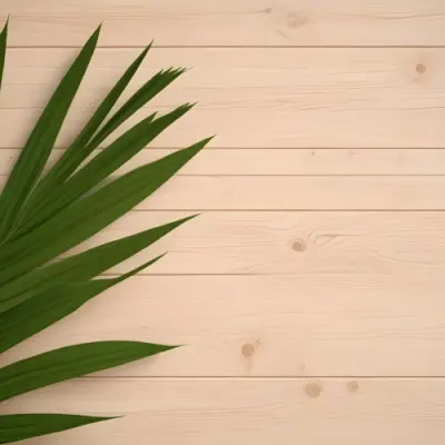Green Palm Leaf On A Light Brown Wooden Background Tropical Vibrant Natural Fresh Minimalist Clean Bright Summer Botanical Organic Simple 9 3133