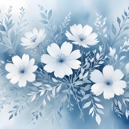Minimal Soft Studio Light Photography Abstract Background With Light Blue And White Floral Patterns Soft Pastel Colors And A Dreamy Ethereal Quality Creating A Gentle And Calming Visual Effect High Detail Solid 17 7526