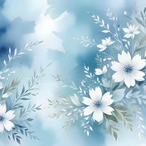 Minimal Soft Studio Light Photography Abstract Background With Light Blue And White Floral Patterns Soft Pastel Colors And A Dreamy Ethereal Quality Creating A Gentle And Calming Visual Effect High Detail Solid 3 8979