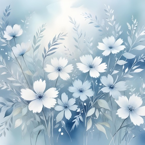 Minimal Soft Studio Light Photography Abstract Background With Light Blue And White Floral Patterns Soft Pastel Colors And A Dreamy Ethereal Quality Creating A Gentle And Calming Visual Effect High Detail Solid 6 Ec67