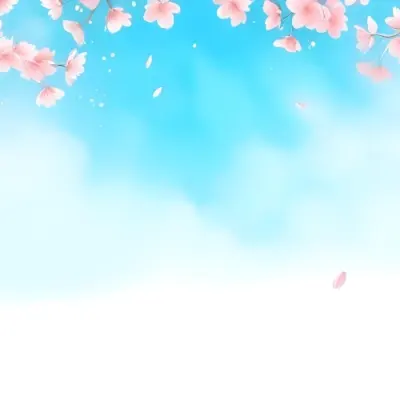 Minimal Soft Studio Light Photography Cherry Blossom Flowers With Pink Petals On A Blue Sky Background Some Petals Falling Down Soft And Dreamy Atmosphere Watercolor Style High Detail Solid Bold Color Background 1 11 8917