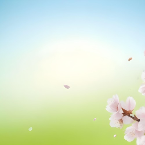 Minimal Soft Studio Light Photography Cherry Blossom Petals Falling With A Gradient Background Of Blue White And Green Soft And Dreamy Pastel Colors Spring Season Delicate And Airy High Detail Solid Bold Color 43 8855