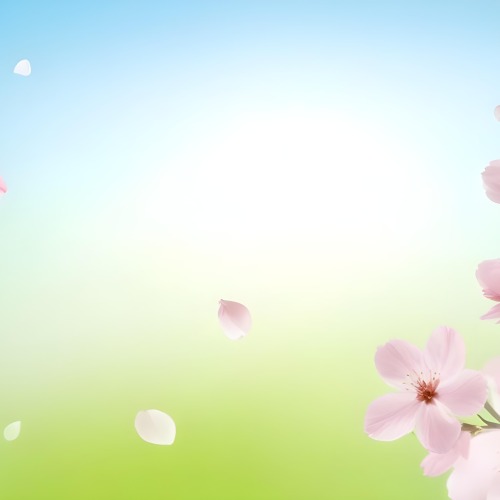 Minimal Soft Studio Light Photography Cherry Blossom Petals Falling With A Gradient Background Of Blue White And Green Soft And Dreamy Pastel Colors Spring Season Delicate And Airy High Detail Solid Bold Color 45 D55d