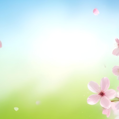 Minimal Soft Studio Light Photography Cherry Blossom Petals Falling With A Gradient Background Of Blue White And Green Soft And Dreamy Pastel Colors Spring Season Delicate And Airy High Detail Solid Bold Color 48 0331