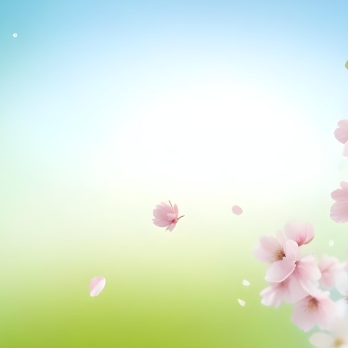 Minimal Soft Studio Light Photography Cherry Blossom Petals Falling With A Gradient Background Of Blue White And Green Soft And Dreamy Pastel Colors Spring Season Delicate And Airy High Detail Solid Bold Color 51 Ca68