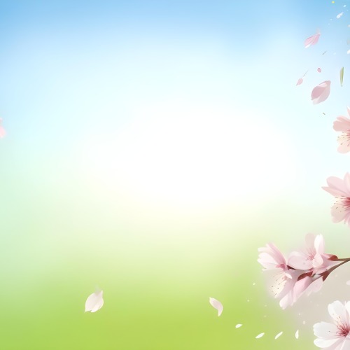 Minimal Soft Studio Light Photography Cherry Blossom Petals Falling With A Gradient Background Of Blue White And Green Soft And Dreamy Pastel Colors Spring Season Delicate And Airy High Detail Solid Bold Color 56 9b34
