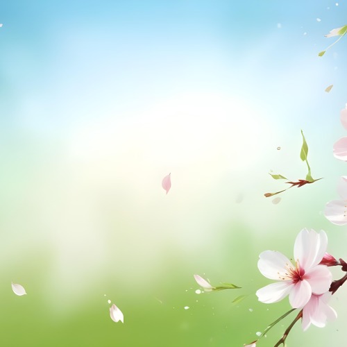 Minimal Soft Studio Light Photography Cherry Blossom Petals Falling With A Gradient Background Of Blue White And Green Soft And Dreamy Pastel Colors Spring Season Delicate And Airy High Detail Solid Bold Color 62 56cc