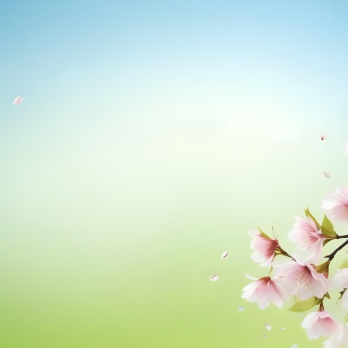 Minimal Soft Studio Light Photography Cherry Blossom Petals Falling With A Gradient Background Of Blue White And Green Soft And Dreamy Pastel Colors Spring Season Delicate And Airy High Detail Solid Bold Color 65 8251