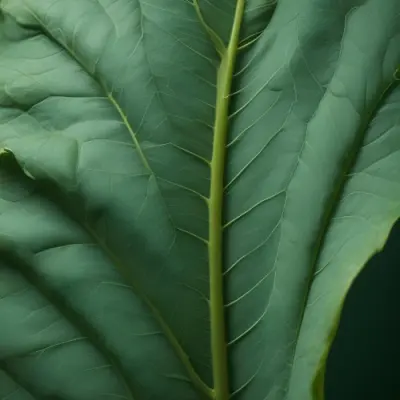 Minimal Soft Studio Light Photography Close Up Of Green Leaf With Detailed Texture And Folds High Detail Solid Bold Color Background 10 235a