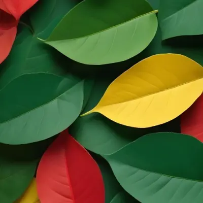 Minimal Soft Studio Light Photography Green Leaves With Yellow And Red Accents A Vibrant Natural Background High Detail Solid Bold Color Background 10 6ad2