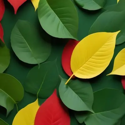 Minimal Soft Studio Light Photography Green Leaves With Yellow And Red Accents A Vibrant Natural Background High Detail Solid Bold Color Background 11 1642
