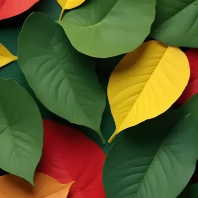 Minimal Soft Studio Light Photography Green Leaves With Yellow And Red Accents A Vibrant Natural Background High Detail Solid Bold Color Background 12 601b