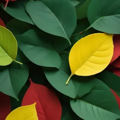 Minimal Soft Studio Light Photography Green Leaves With Yellow And Red Accents A Vibrant Natural Background High Detail Solid Bold Color Background 13 6b7b
